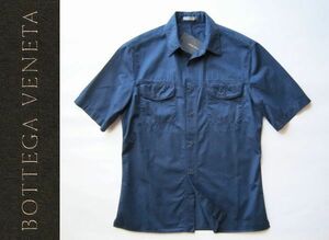 ◆本物◆BOTTEGA VENETA ◆極上◎フラップポケット半袖シャツ紺41 新品