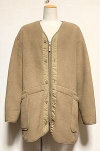 未使用:UNIQLO × Engineered Garments.フリース ノーカラー コート 4XL(Wジップ開/ボアフリース裏地/肩62幅80丈87/white mountaineering)