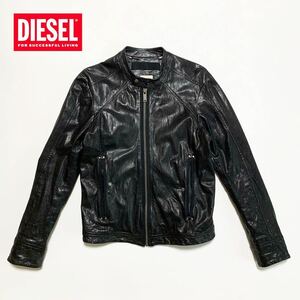 ☆良品 ディーゼル DIESEL レザー シングル ライダース ジャケット 黒 size L 本革 ブルゾン Safari サファリ