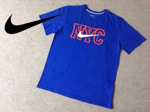 ★中古★ナイキ NYC 半袖Tシャツ 青 ブルー オレンジ ニューヨーク NIKE ロゴ 00s 10s 古着 オールド ヴィンテージ ファッション