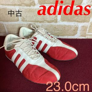 【売り切り!送料無料!】A-10 adidas!スニーカー!赤!白!23.0cm!普段履き!スマート!ナイロン素材？!おしゃれ!中古!