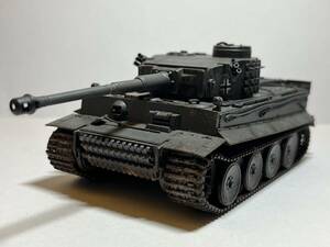 ジャンク TAMIYA タミヤ 1/48 ミリタリーミニチュアシリーズ ドイツ第三帝国重戦車 タイガーⅠ砲身部破損有 泥加工・グレー塗装 完成品