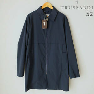 新品 TRUSSARDI トラサルディ ステンカラーコート ナイロン コート ハーフコート アウター 濃紺 ダークネイビー メンズ 52 2XL 3L