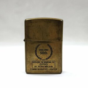 ZIPPO ジッポー オイルライター SOLID BRASS 1932-1982 50th 火花〇 ゴールドカラー 喫煙具 喫煙グッズ アンティーク