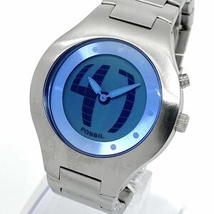 FOSSIL 腕時計 アナデジ クッション ドットインデックス クォーツ quartz ブルー シルバー 青 銀 フォッシル Y771