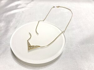 ■【YS-1】 ディオール Christian Dior ネックレス ■ 石付き ゴールド系 トップ大きさ1.5cm×2.5cm ■ 訳アリ 【同梱可能商品】■D