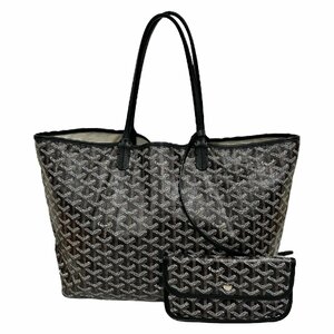 GOYARD ゴヤール サンルイPM トートバッグ ショルダーバッグ ブラック系 レディース かばん レザー ポーチ付き【中古】