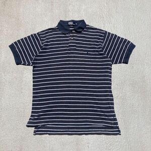 vintage Polo by Ralph Lauren ポロラルフローレン　ポロシャツ 半袖ボーダー　刺繍ロゴ　古着