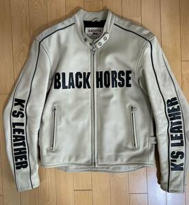 KADOYA　カドヤ　BLACK HORSE　アイボリー　レザージャケット　サイズL　中古　送料込み