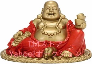 人気推薦★布袋さんの置物 七福神 真鍮製赤彩色 ミニチュア仏像 金運 置物 仕事運 風水グッズ