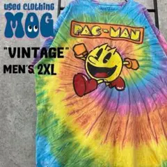 《US古着》パックマン キャラクター タイダイ プリントTシャツ メンズ2XL