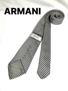 アルマーニコレッツォーニ ARMANI ネクタイ シルバー×グレー系　ストライプ レジメンタル柄　送料185円（追跡付）〜　ブランドネクタイ