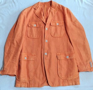 BOGLIOLI ボリオリ ジャケット テーラードジャケット リネン 麻 メンズ オレンジ サイズ48 Lサイズ イタリア製 中古 古着 送料無料 M1