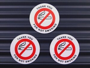 ◆送料\110◆【アメリカ自動車整備用ステッカー／３枚セット】※《NO SMOKING・禁煙ステッカー／丸型》　アメリカ輸入品