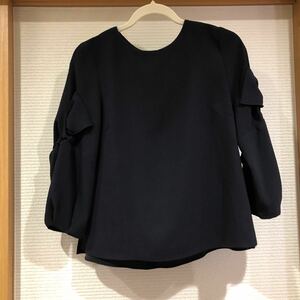 上品、お洒落★カットソー ブラウス ★七分袖★ネイビー紺★Mサイズ