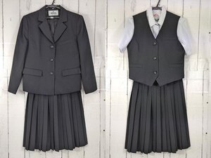 【as1322】三重県 桜浜中学校 女子用学生服 制服 ブレザー+ベスト+カッターシャツ+夏服/冬服スカート◆i85