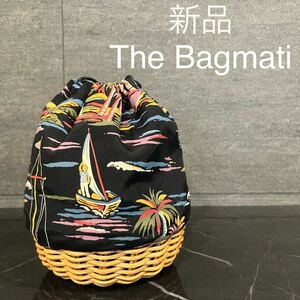 新品 The Bagmati バグマティ 巾着バッグ カゴバッグ ハンドバッグ 斜め掛け ボタニカル ウィッカー ヨット ブラック レディース 玉mc2969