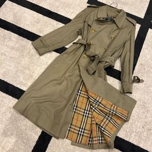 13 Burberry バーバリー　比翼　ノバチェック トレンチコート　アウター BURBERRY ベルト　カーキ　 トレンチコート ロングコート　メンズ