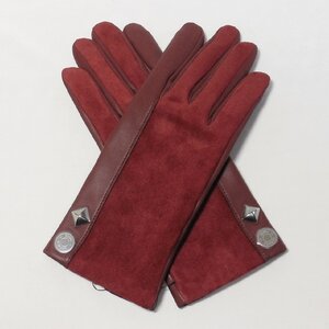 エルメス レディス手袋 ハーモニー ルージュH ラムレザー グローブ HERMES GANTS FEMME HARMONIE AGNEAU GLACE+VELOURS ROUGE H