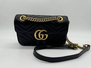 【新品未使用】GUCCI グッチ GGマーモント 446744 チェーン レザー ショルダーバッグ バッグ ブラック