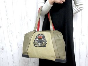 極美品 Christian Louboutin クリスチャンルブタン バッグデーモン スタッズ ハンドバッグ バッグ レザー カーキ系A4可 メンズ 79923Y