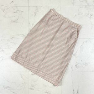 美品 miss chloe ミスクロエ チェック柄ストレッチタイトスカート 膝丈 裏地あり ピンク サイズ40*GC840