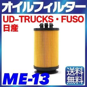 【1個】オイルフィルター ME-13 FUSO・日産・UD-TRUCKS キャンター ローザ NT450 アトラス カゼット ニッサン 三菱ふそう 大型車 純正交換