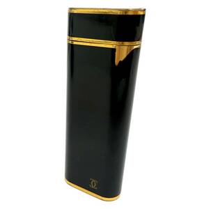 【T】Cartier カルティエ　ライター　着火未確認/ジャンク　ブラック×ゴールドカラー　中古/現状品　コレクション レトロ　喫煙具【2028】