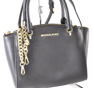 美品 MICHAEL KORS マイケルコース ハンドバッグ ショルダーバッグ 手提げかばん 肩掛けかばん 2way レザー 革　ブラック ゴールド 2B11008