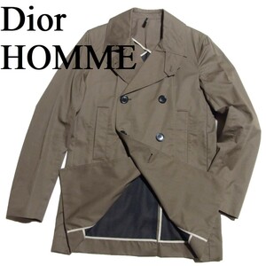 13SS Dior Homme ディオールオム 裏地メッシュ コットン Pコート スプリングコート 44 ブラウン 363C412N2108