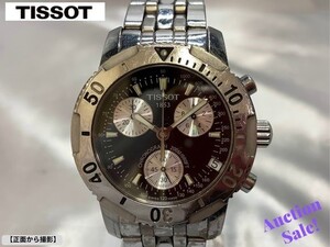 【可動品】TISSOT ティソ 1853 腕時計 T362-462 クオーツ クロノグラフ 200mダイバー ベゼル/シルバー 文字盤/ブラック