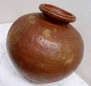 (☆BM)信楽焼 松月 花器 特大 花瓶 高さ37×直径39㎝/10.4kg 陶器製 壺 華道具 置物 オブジェ 日本伝統工芸