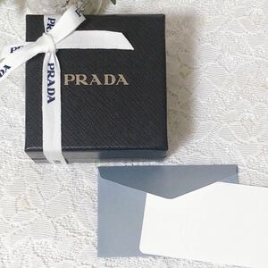 プラダ「PRADA」小物用空箱 (4415) 正規品 付属品 8.5×8.5×4.5cm アクセサリーサイズ ネイビー 薄紙あり 中の台紙外せます