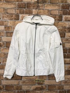 Eddie Bauer エディーバウアー レディースフード付き ホワイトデニム ジップ ジャケット Gジャン 綿100% XS 白