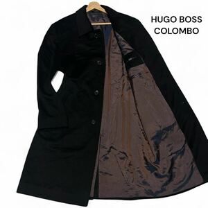 最高級!!◎カシミア混!!XXXLサイズ!!ヒューゴボス【最高級 COLOMBO社生地】HUGO BOSS ロングコート ブラック カシミヤ ウール 秋冬◎メンズ