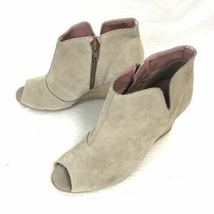 イタリア製★Jujube ジュジュビ★本革/ショートブーツ/ブーティー/オープントゥ【37/beige/ベージュ】Shoes◆WB84-7