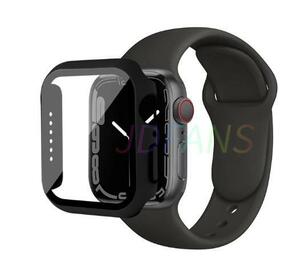 AppleWatch ケース アップルウォッチ 9 8 7 カバー ガラス 45mm 保護 ケース 防水 applewatch シリーズ9 8 7 耐衝撃 ブラック