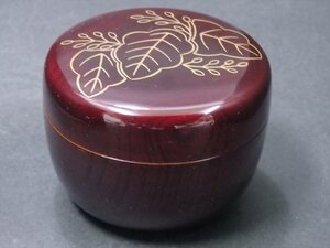 ★状態良好！桐蒔絵【大平棗　溜内黒】木製漆器　直径8×高さ6cm　茶道具 茶器