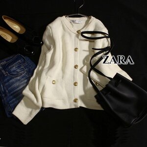 美品 ザラ ZARA 大人可愛い 厚手 ニットジャケット M 秋 冬 24C11