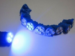 T10 LED 4連 ブルー 10個+保障1