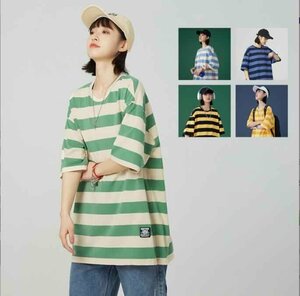 韓国風 レディース 半袖Tシャツ 新しい夏 カジュアル ファッション半袖Tシャツ XL ブルー