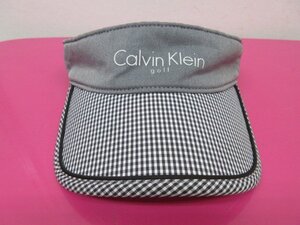 a7106　カルバンクライン　ゴルフ　サンバイザー　レディース　Calvinklein　golf　グレー系　黒ｘ白チェック柄　