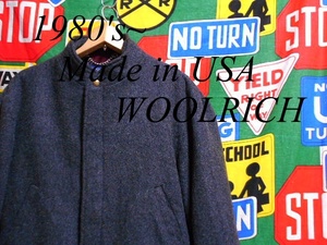 ★ゆったりサイズが魅力的な1着★Made in USA製アメリカ製WOOLRICHウールリッチビンテージウールジャケットブルゾン80s80年代OLDタグ紺タグ