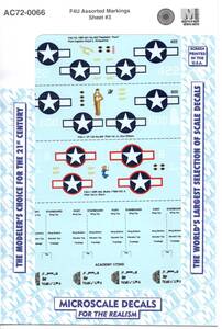 1/72 マイクロスケールデカール　AC72-0066 F4U Assorted Markings Sheet #3