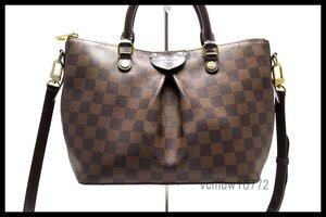 近年モデル希少美中古■LOUIS VUITTON ダミエ シエナPM レザー 2way ハンドバッグ ルイヴィトン■0905ad21595