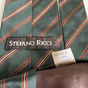 STEFANO RICCI【ステファノリッチ】 緑茶線ストライプネクタイ