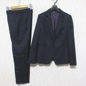 美品 Paul Smith ポールスミスブラックレーベル ストライプ柄 シングルジャケット＋パンツ スーツ セットアップ 38 ネイビー ◆