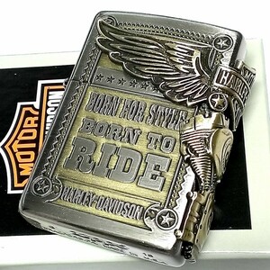 ZIPPO ライター ハーレーダビッドソン ジッポ アンティークシルバー＆ゴールド 金銀 古美仕上げ 3面メタル イーグル 日本国内限定モデル