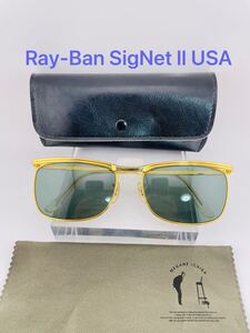 QA12 Ray-Ban SigNet ll ボシュロム製　ビンテージ　レイバン　サングラス　B&L RayBan USA ゴールドフレーム　G-15 メガネ