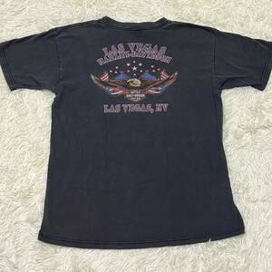 Harley Davidson ハーレーダビッドソン　Tシャツ 半袖　両面デザイン　コンドル　アメリカ　ヴィンテージ　黒　Lサイズ　半袖Tシャツ 古着